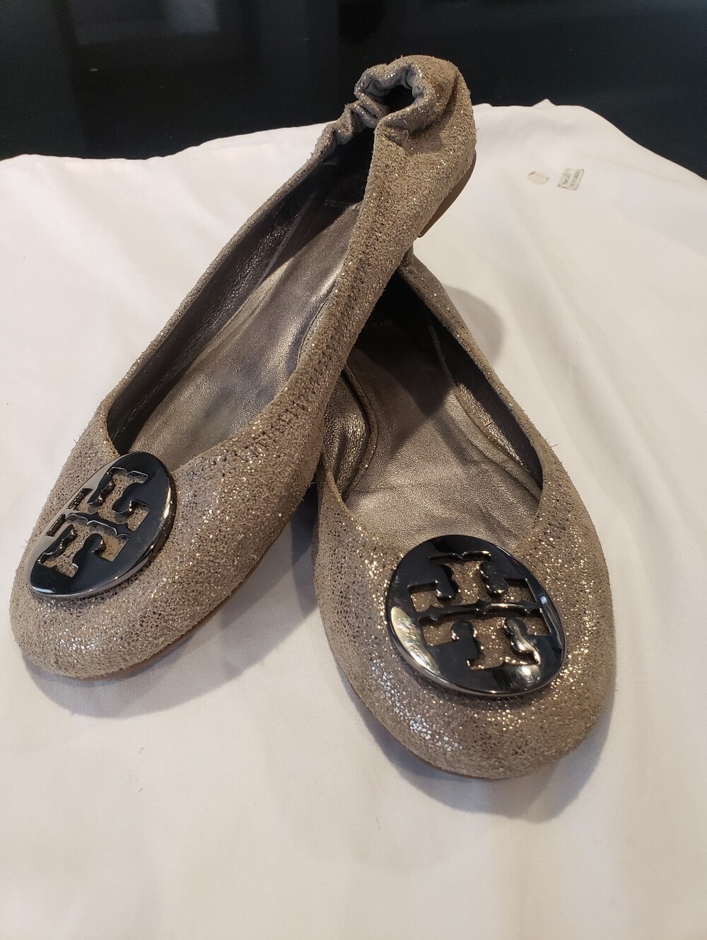 Tori Burch Mini Travel Ballet Flats Metallic Gold Tory Burch Silver Medallion 8